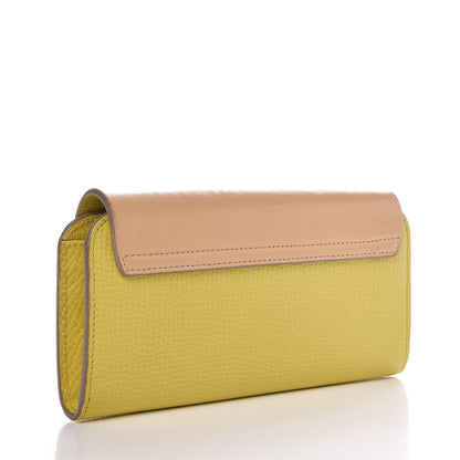 Chloe Grained Calfskin Lambskin Drew Long Wallet with Flap Yellow Beige 3 of 11