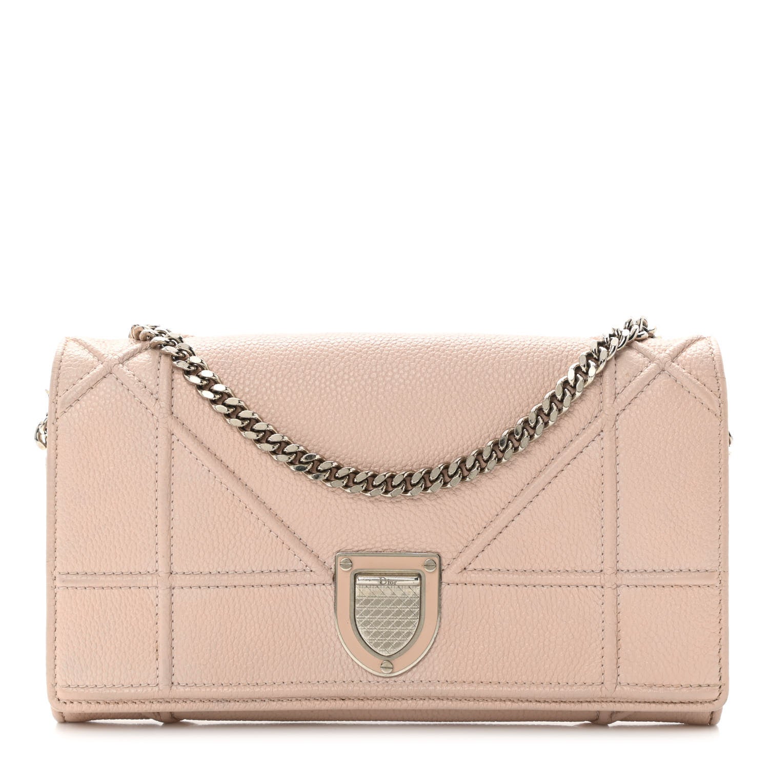 Christian Dior Grained Calfskin Diorama Wallet on Chain Pouch Nude 1 of 15