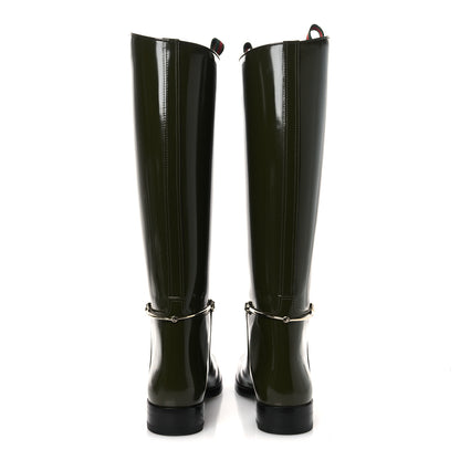 Gucci Brushed Calfskin Michelangelo Slim Horsebit Riding Boots 39 Luscious Green 6 of 11