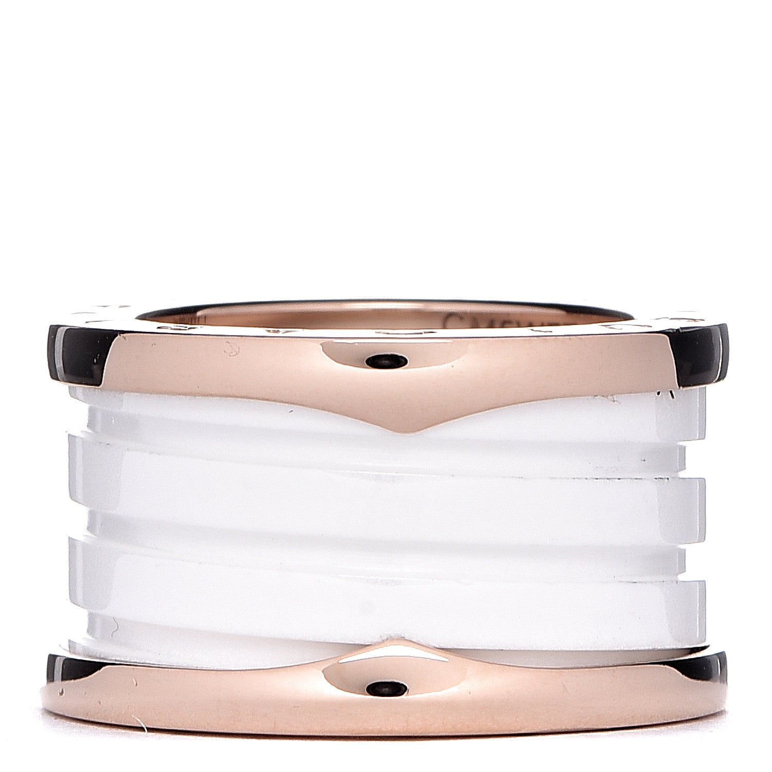 Bulgari 18K Rose Gold White Ceramic B.Zero1 Four-Band Ring 49 4.75 3 of 7