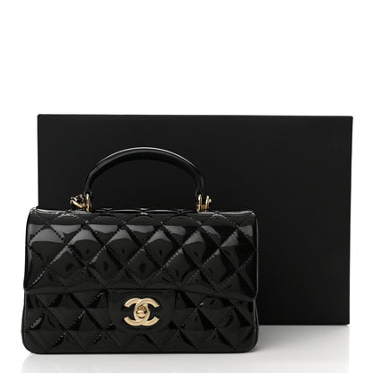 Chanel Patent Quilted Mini Top Handle Rectangular Flap Black 11 of 11