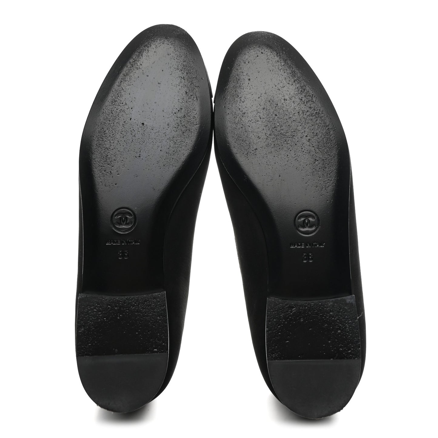 Suede Calfskin Cap Toe CC Ballerina Flats 36 Black