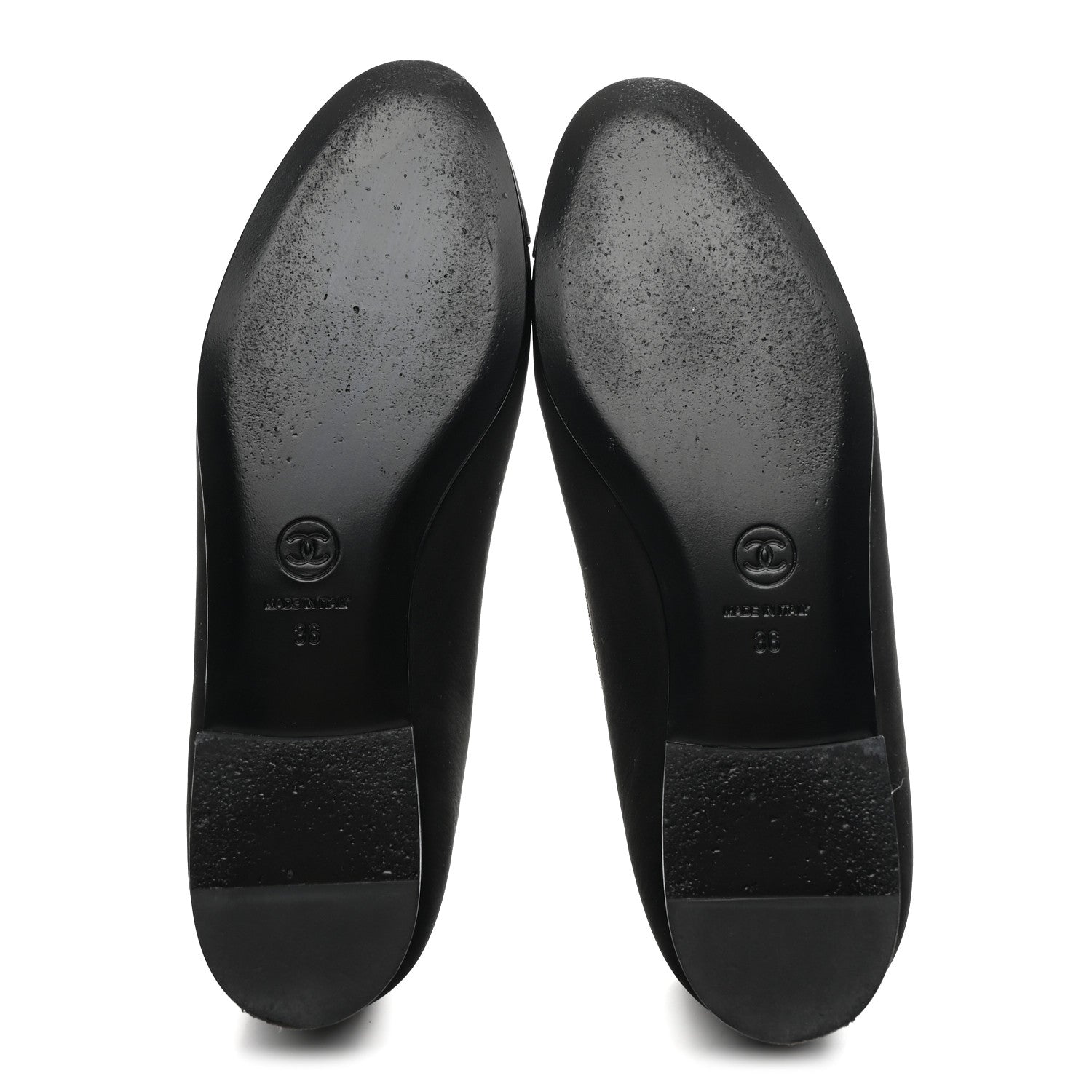Chanel Suede Calfskin Cap Toe CC Ballerina Flats 36 Black 6 of 10