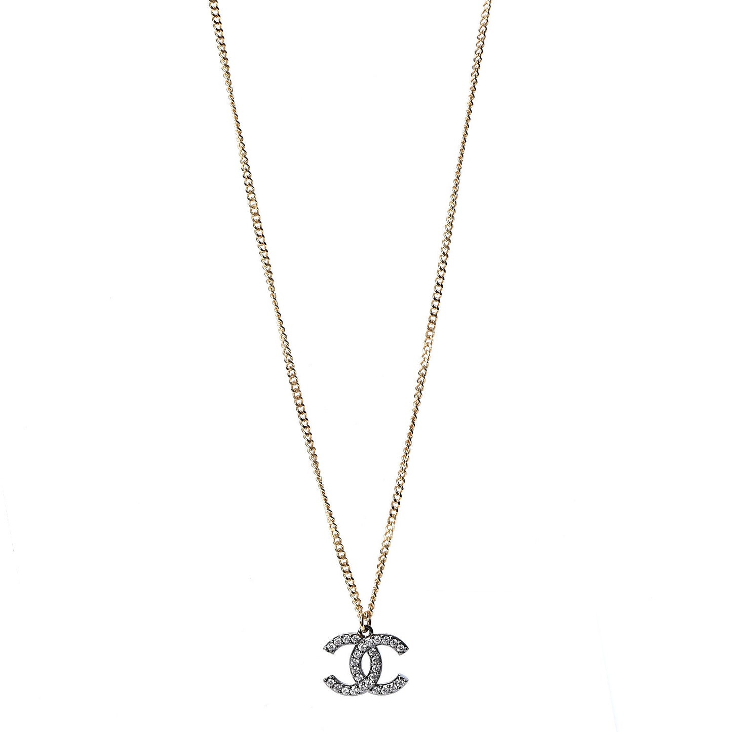 Crystal CC Pendant Necklace Gold Silver