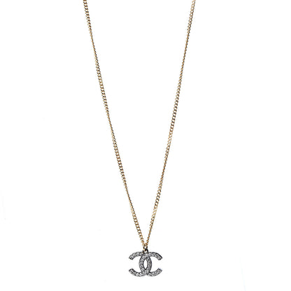 Chanel Crystal CC Pendant Necklace Gold Silver 1 of 5