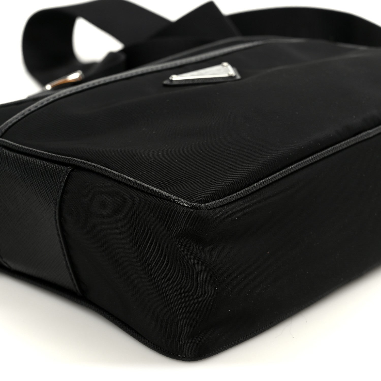 Prada Tessuto Saffiano Pocket Double Zip Shoulder Bag Black