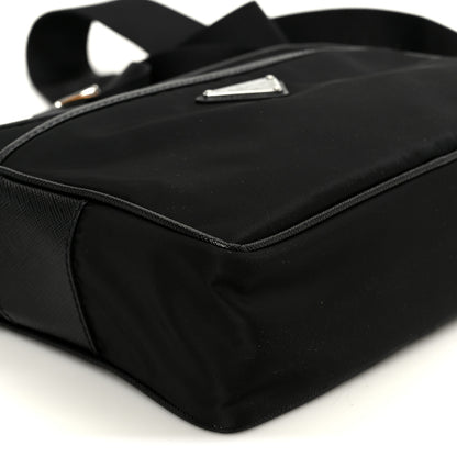 Prada Tessuto Saffiano Pocket Double Zip Shoulder Bag Black 8 of 9