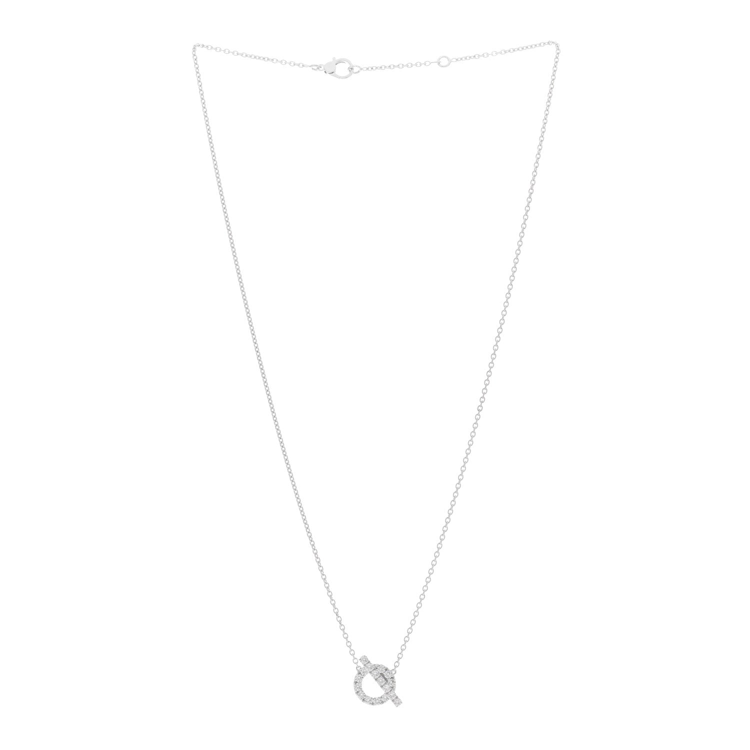 Hermes 18K White Gold Diamond Finesse Pendant Necklace 2 of 4