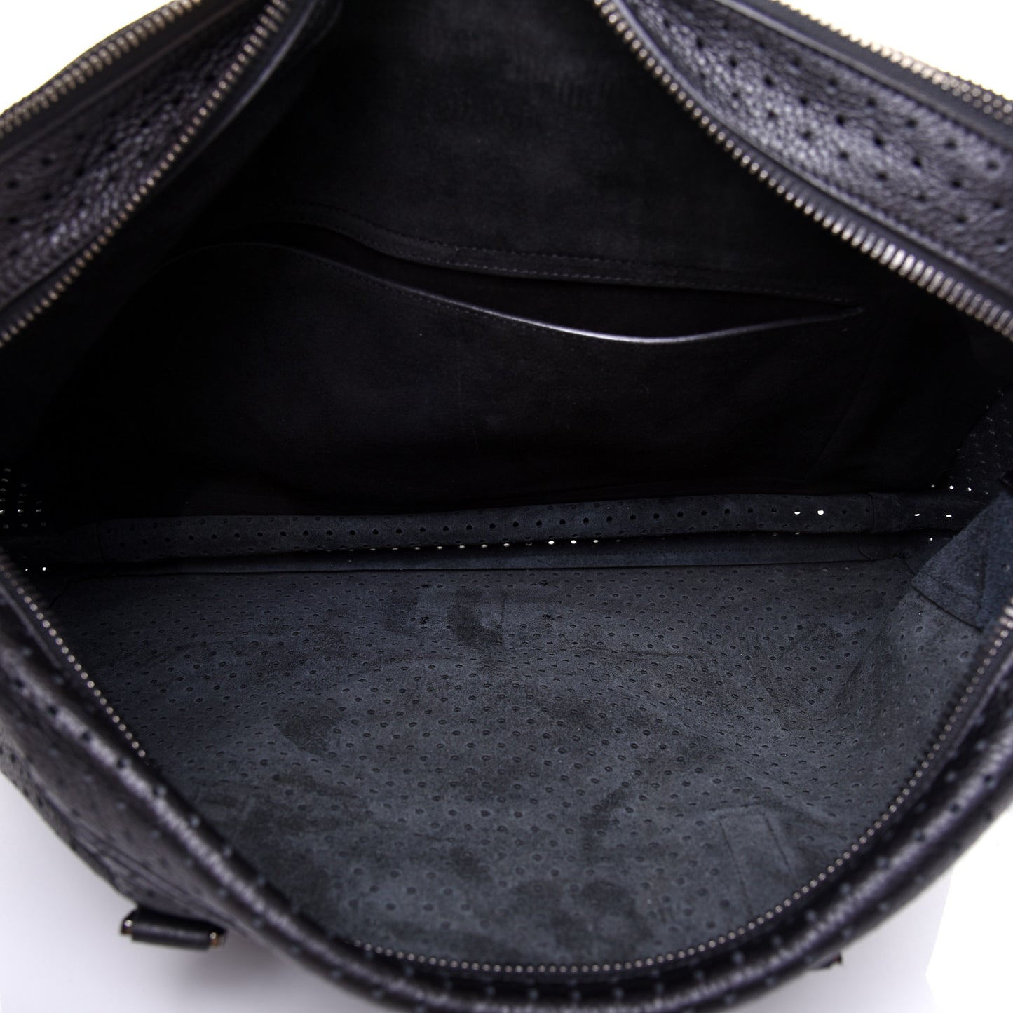 Calfskin Perforated Rockstud Large Travel Briefcase Black