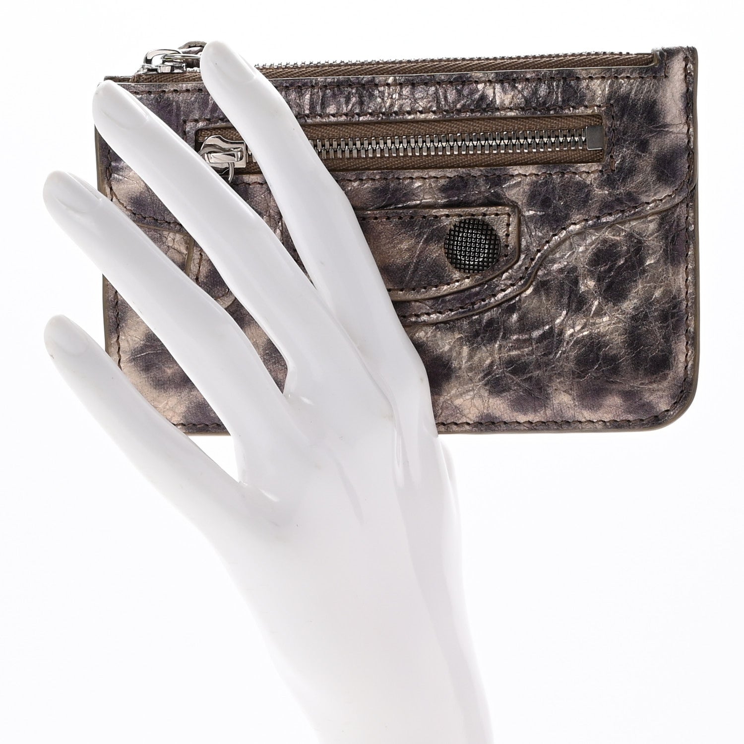 Balenciaga Agneau Leopard Print Le Cagole Coin Card Holder Brown 2 of 11