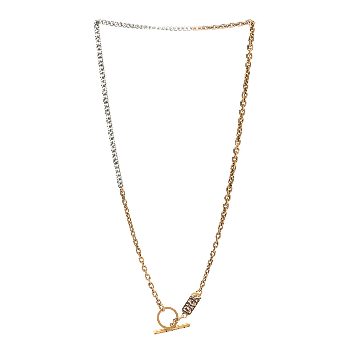 Crystal Logo Chain Necklace Gold Silver