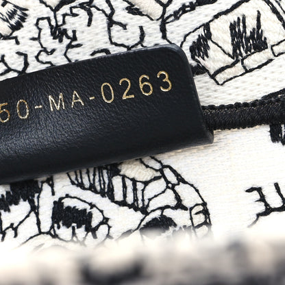 Christian Dior Canvas Embroidered Medium Plan De Paris Book Tote White Black 7 of 12