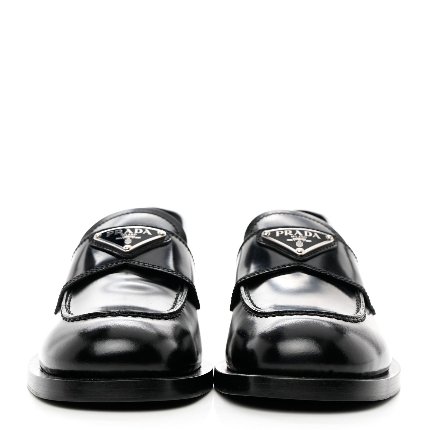 Spazzolato Metal Triangle Logo 20mm Loafers 37.5 Black