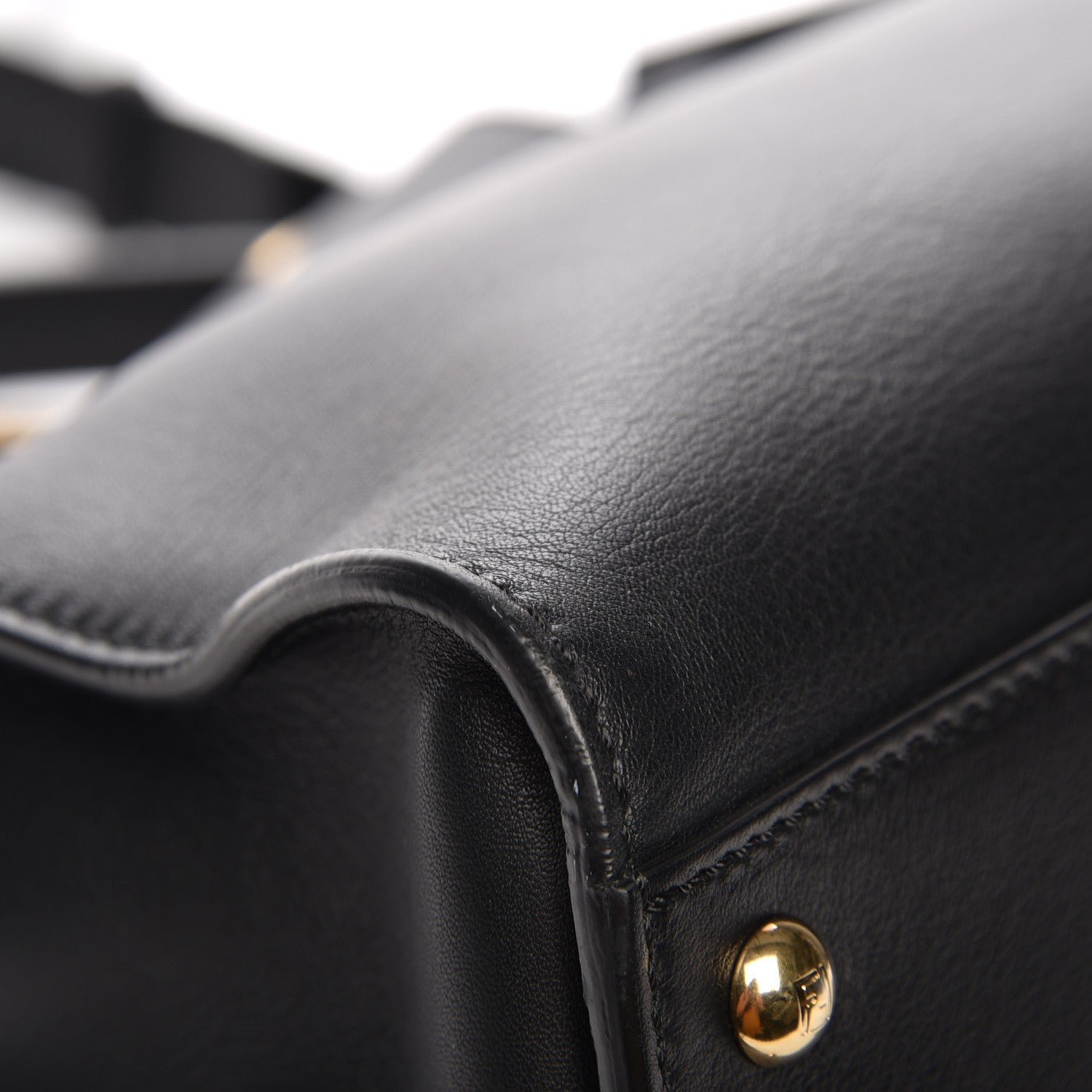 Fendi Vitello Seta Shiny Nappa Medium Peekaboo Iconic Satchel Black 11 of 13