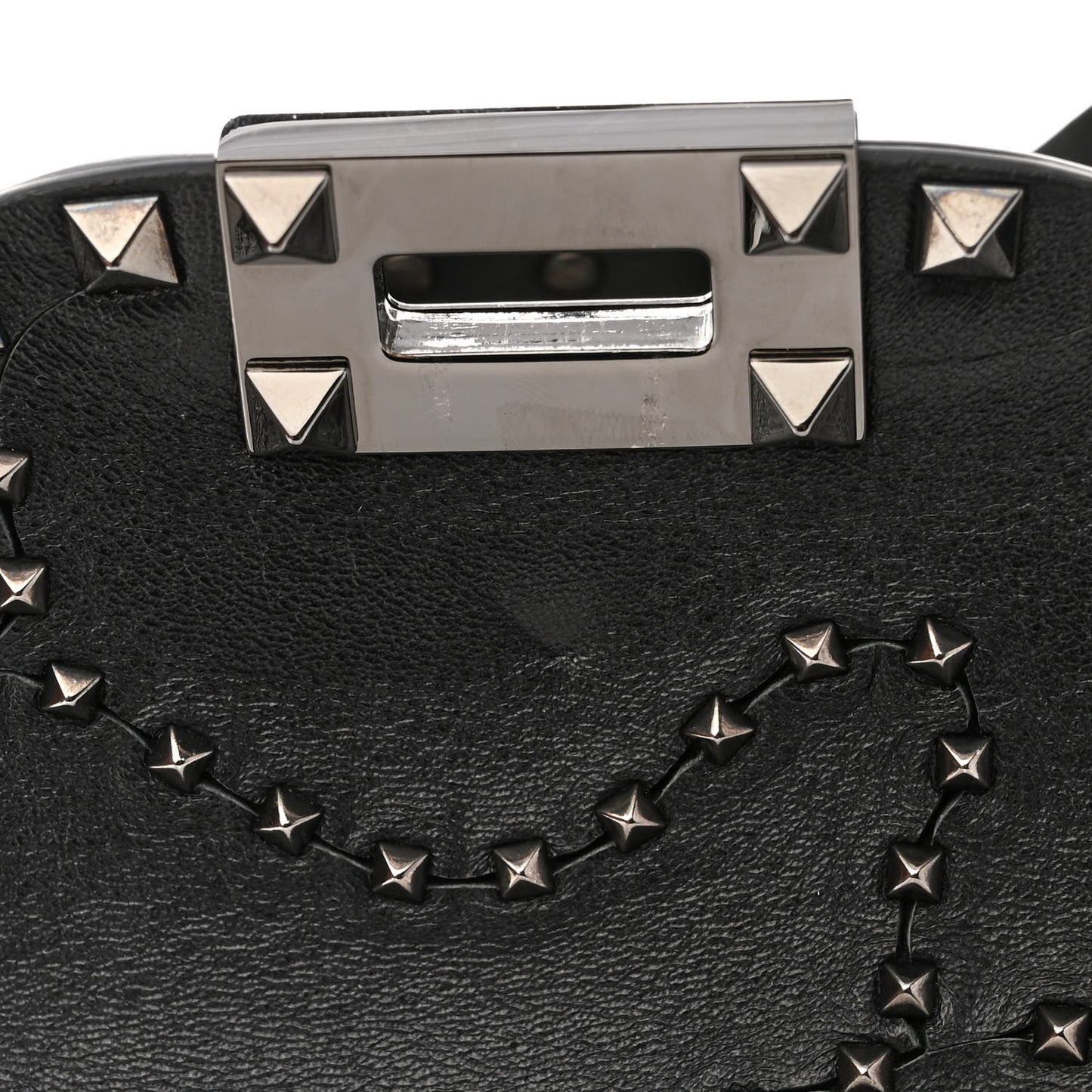 Vitello Studded Medium Rockstud Tote Black