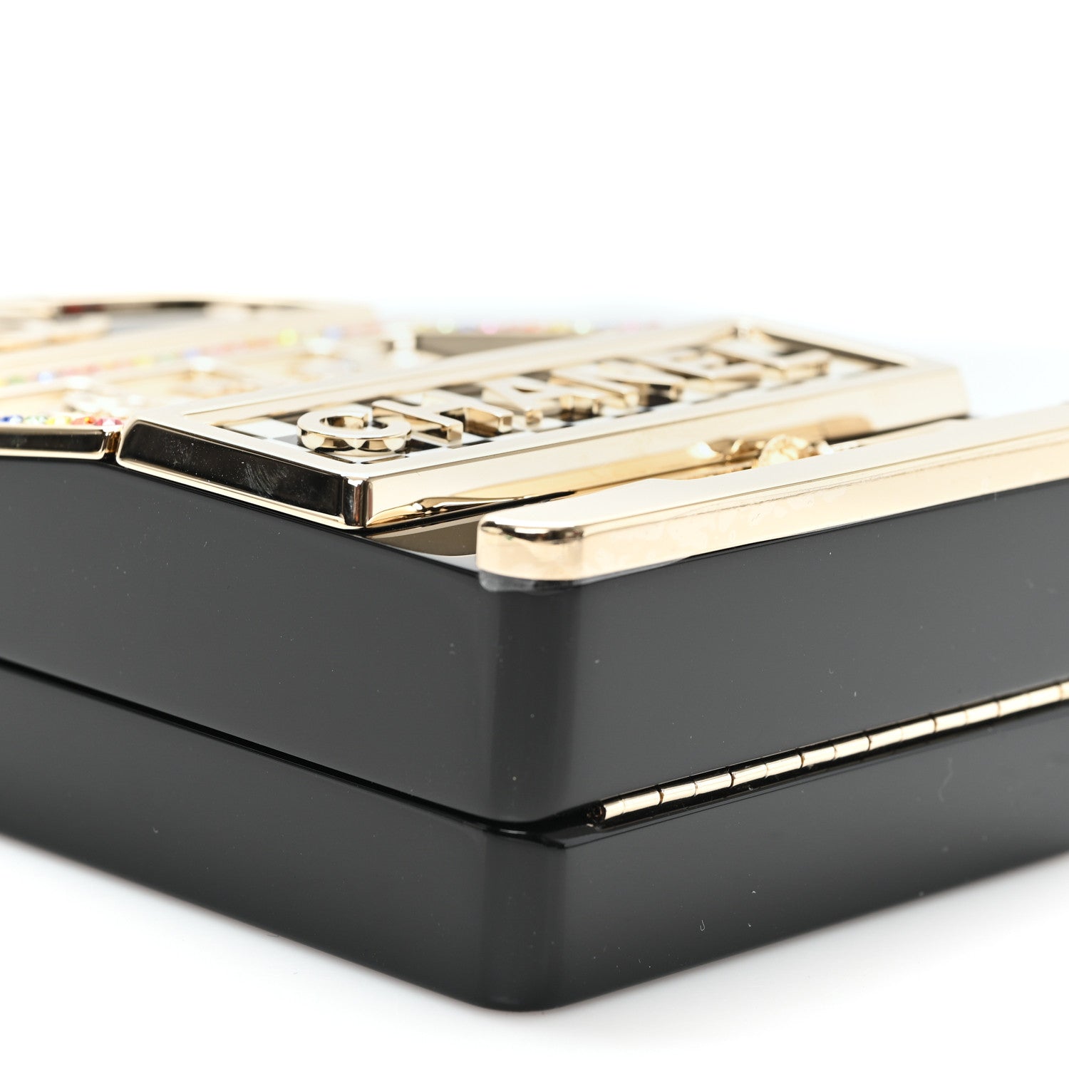 Chanel Resin Crystal Slot Machine Minaudiere Black Gold White Red 9 of 10