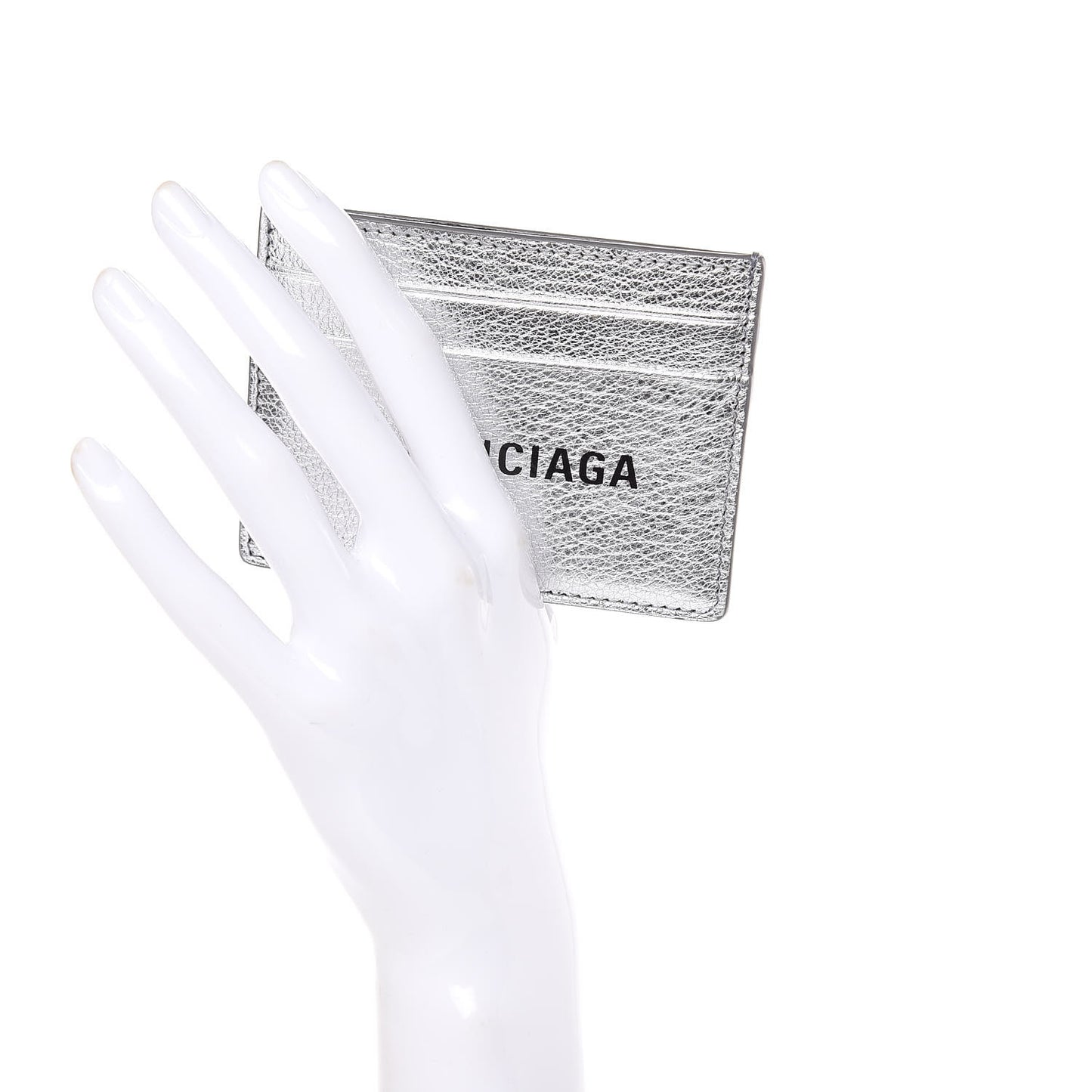 Metallic Goatskin Logo Everyday Multi Card Case Argent Black