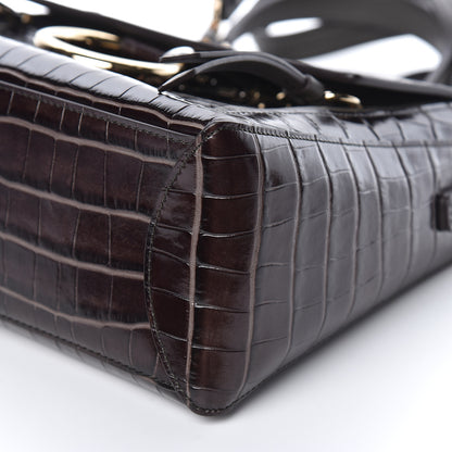 Chloe Calfskin Crocodile Embossed Small Faye Day Shoulder Bag Profound Brown 8 of 9
