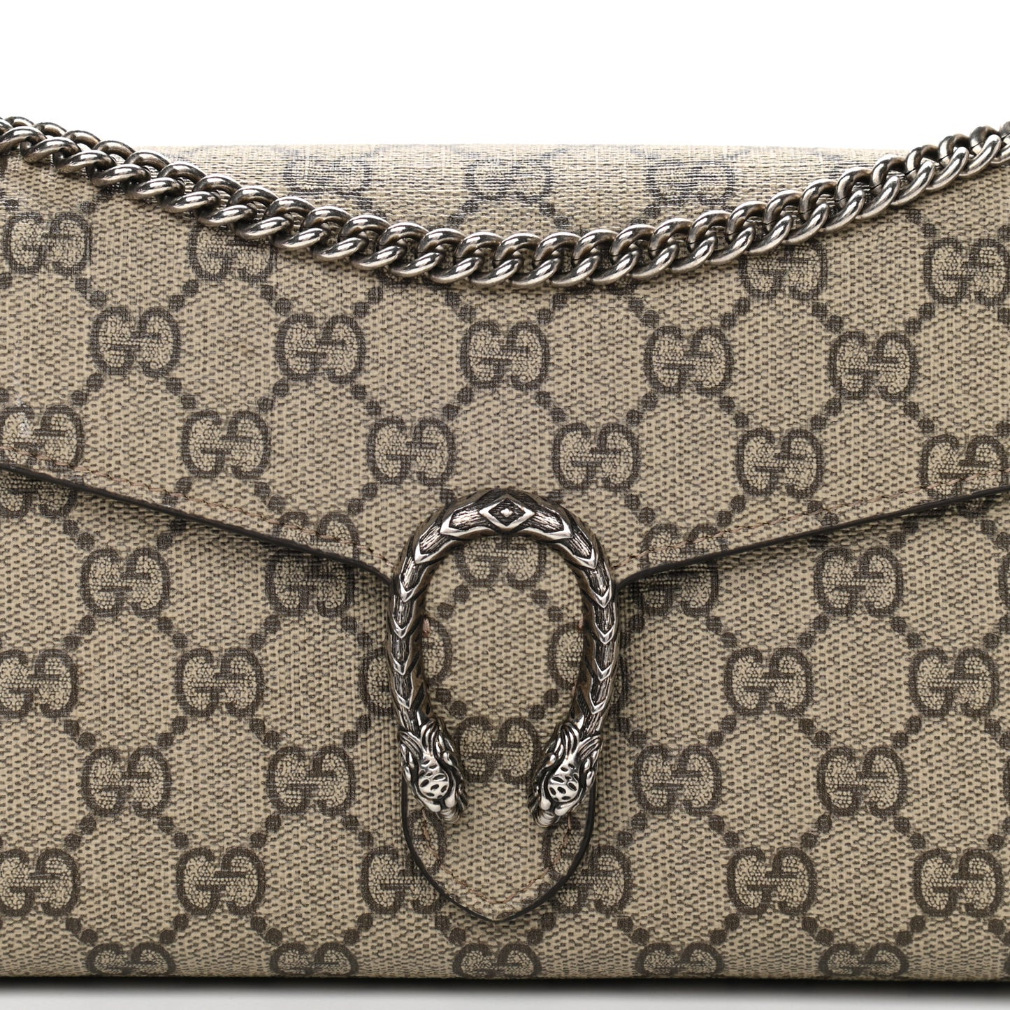 GG Supreme Monogram Mini Dionysus Chain Wallet Beige Taupe