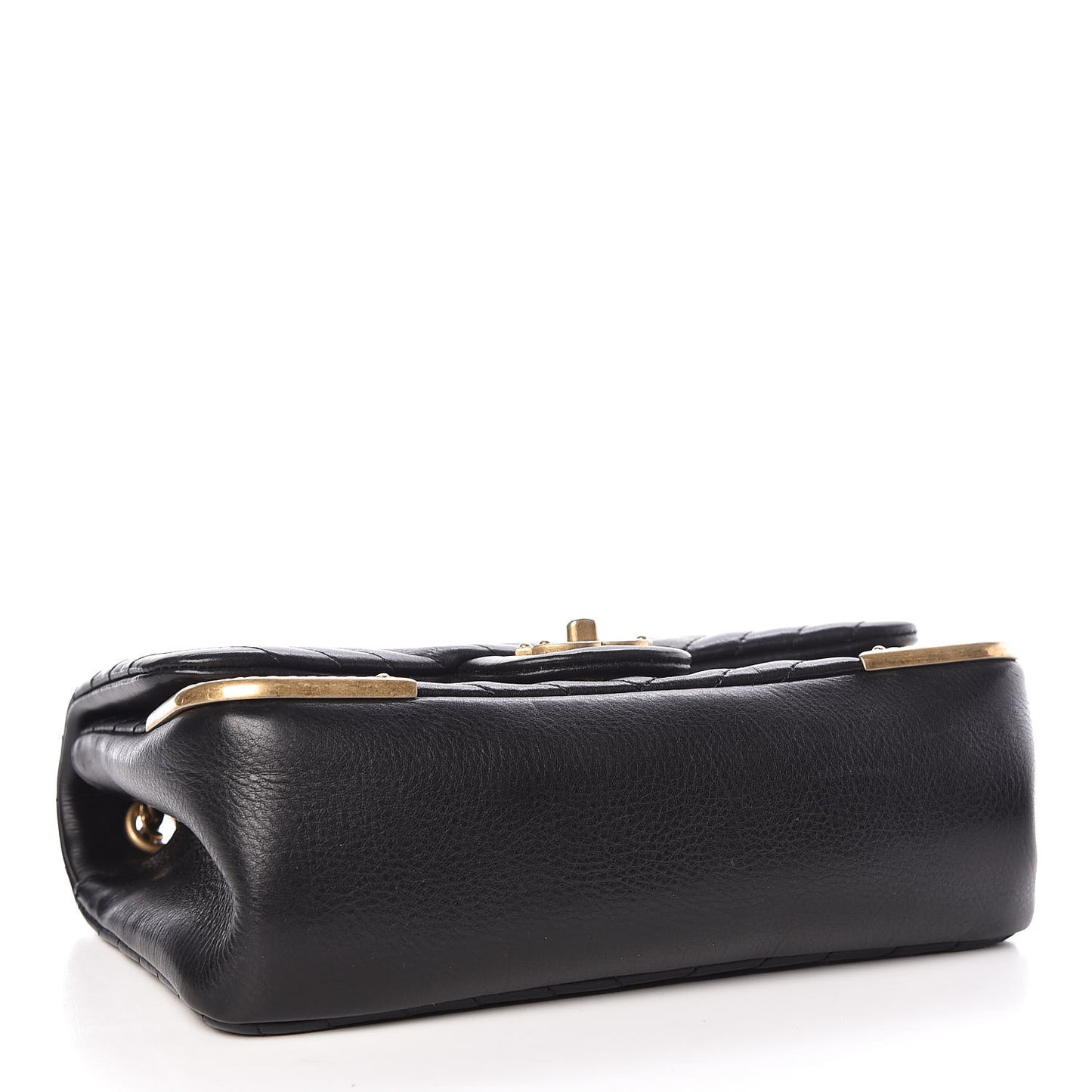 Calfskin Chevron Quilted Mini Rock The Corner Flap Black