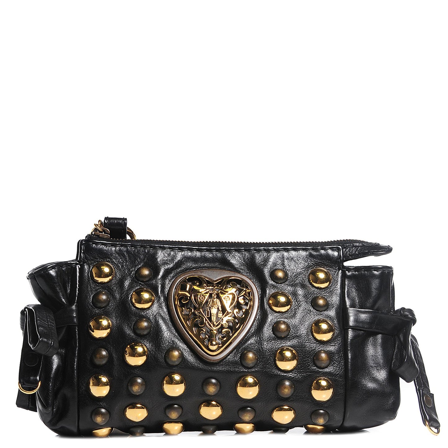 Calfskin Studded Babouska Clutch Black