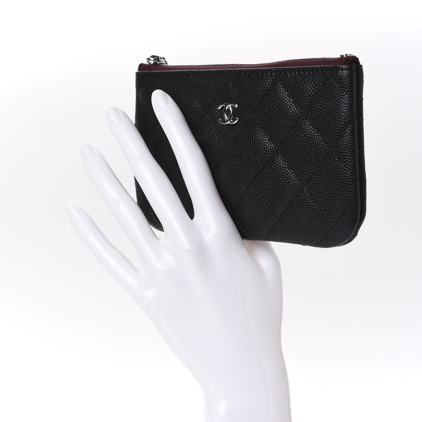 Caviar Quilted Small Cosmetic Case Black