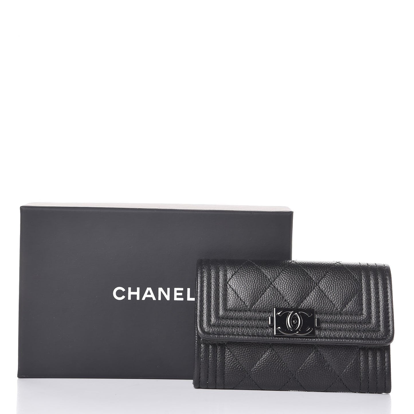 Caviar Quilted Boy Flap Card Holder So Black