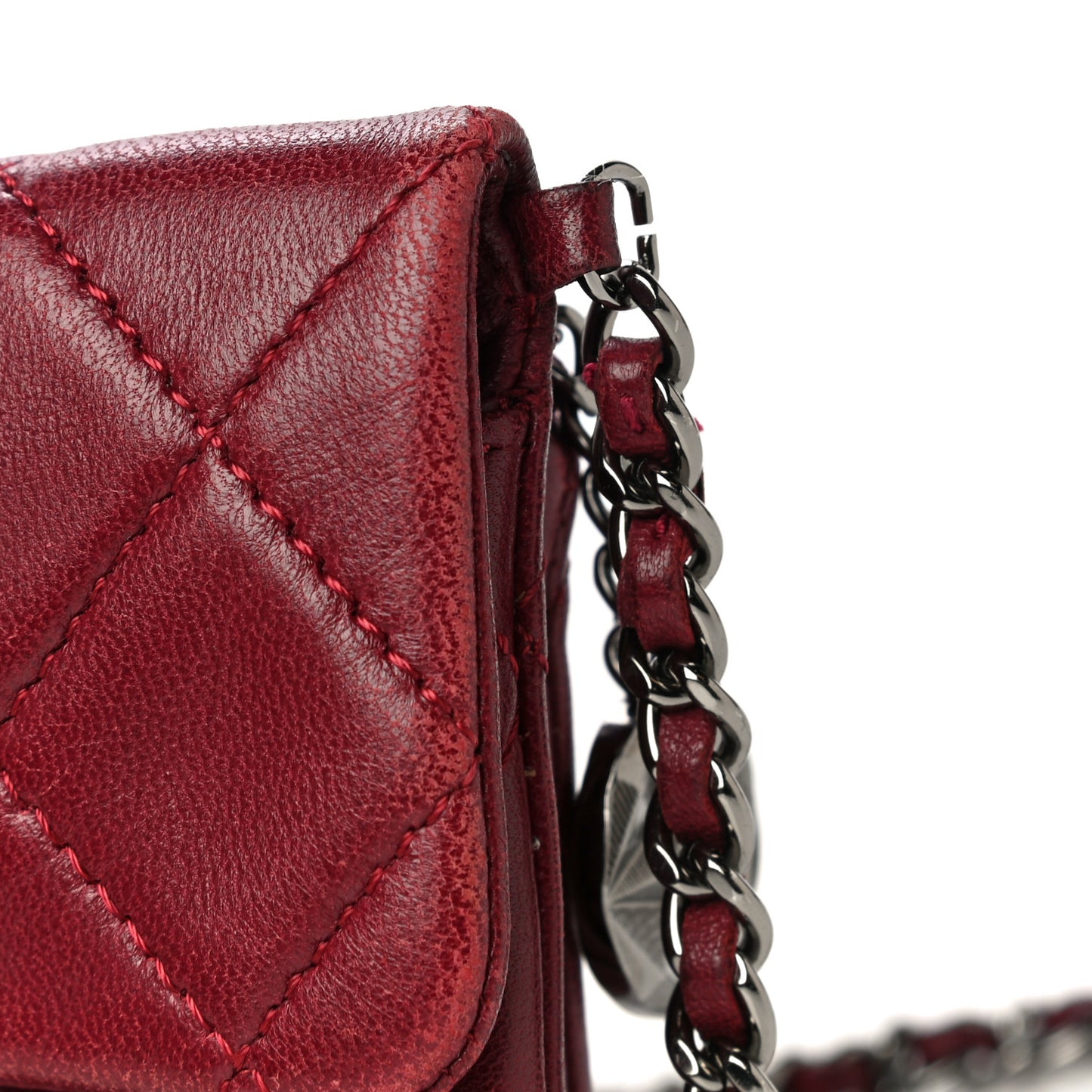 Lambskin Quilted Mini Mineral Nights Flap Crossbody Bag Dark Red