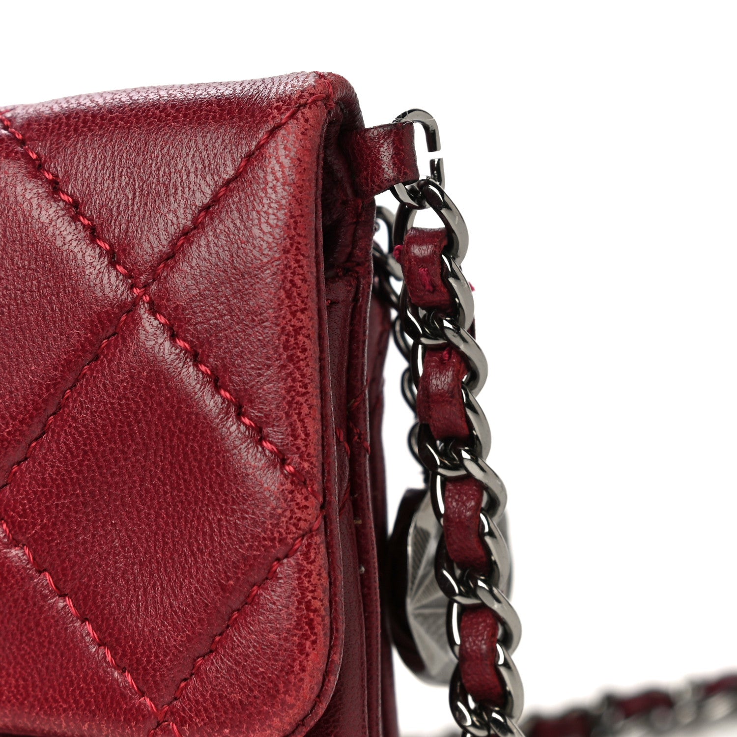 Chanel Lambskin Quilted Mini Mineral Nights Flap Crossbody Bag Dark Red 18 of 25