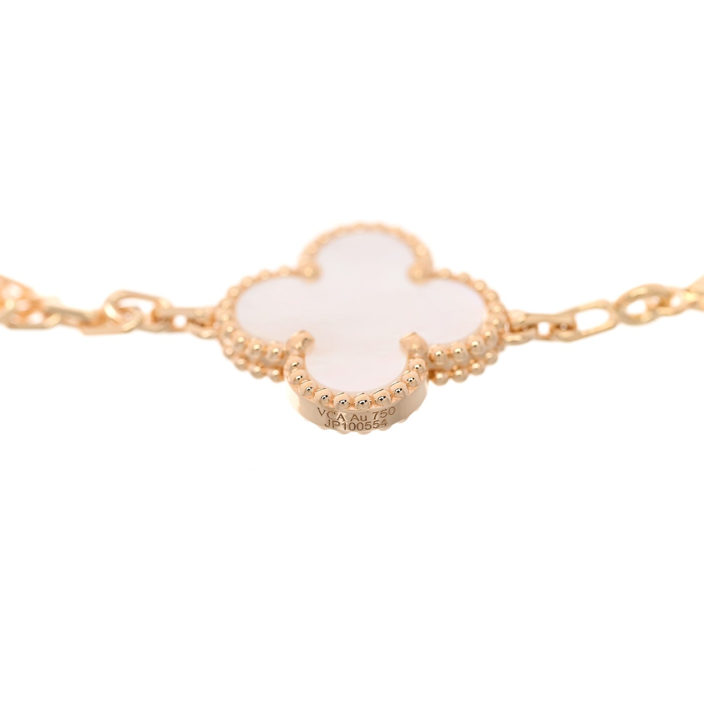 18K Yellow Gold Mother of Pearl 5 Motifs Vintage Alhambra Bracelet