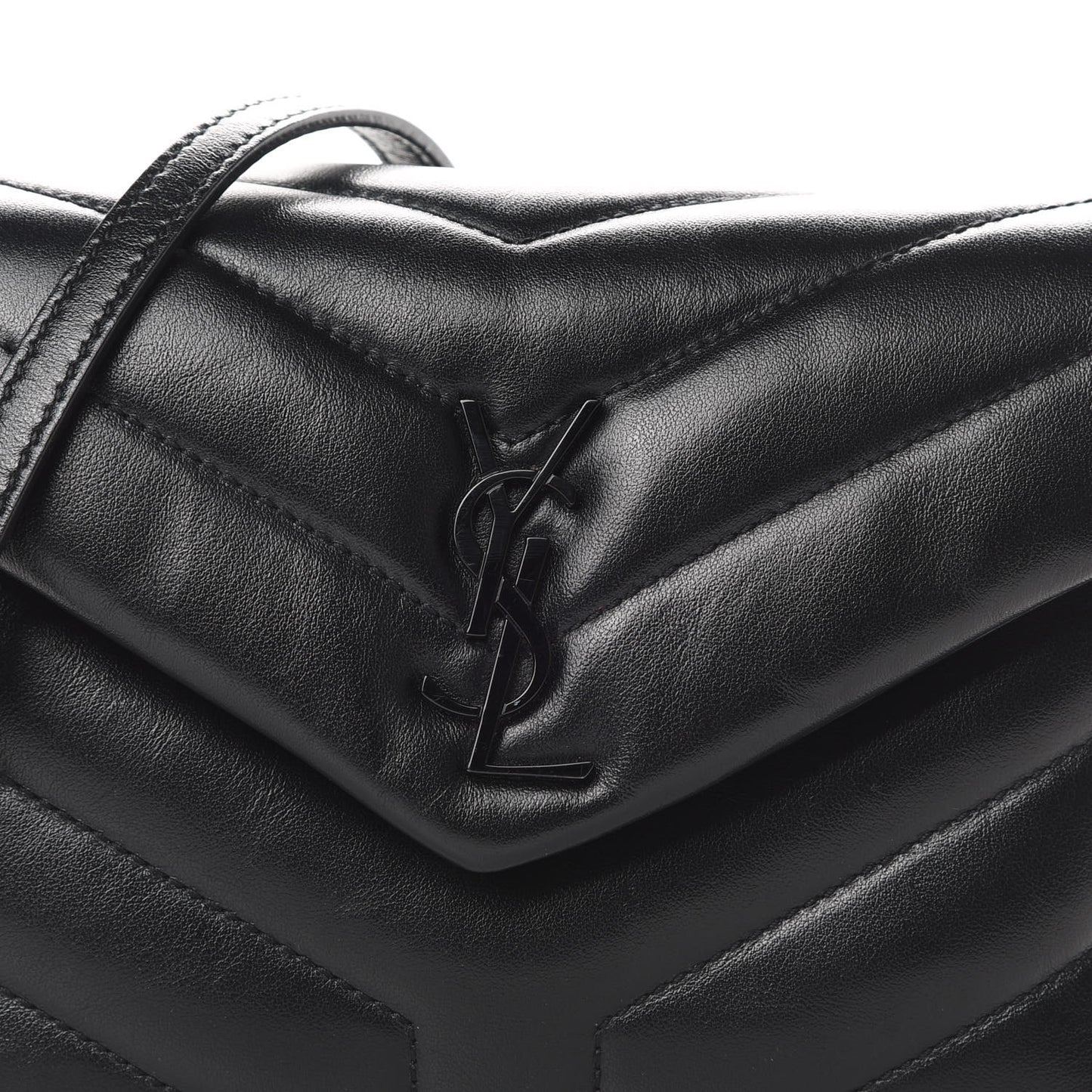 Calfskin Y Quilted Monogram Toy Loulou Crossbody Bag Black