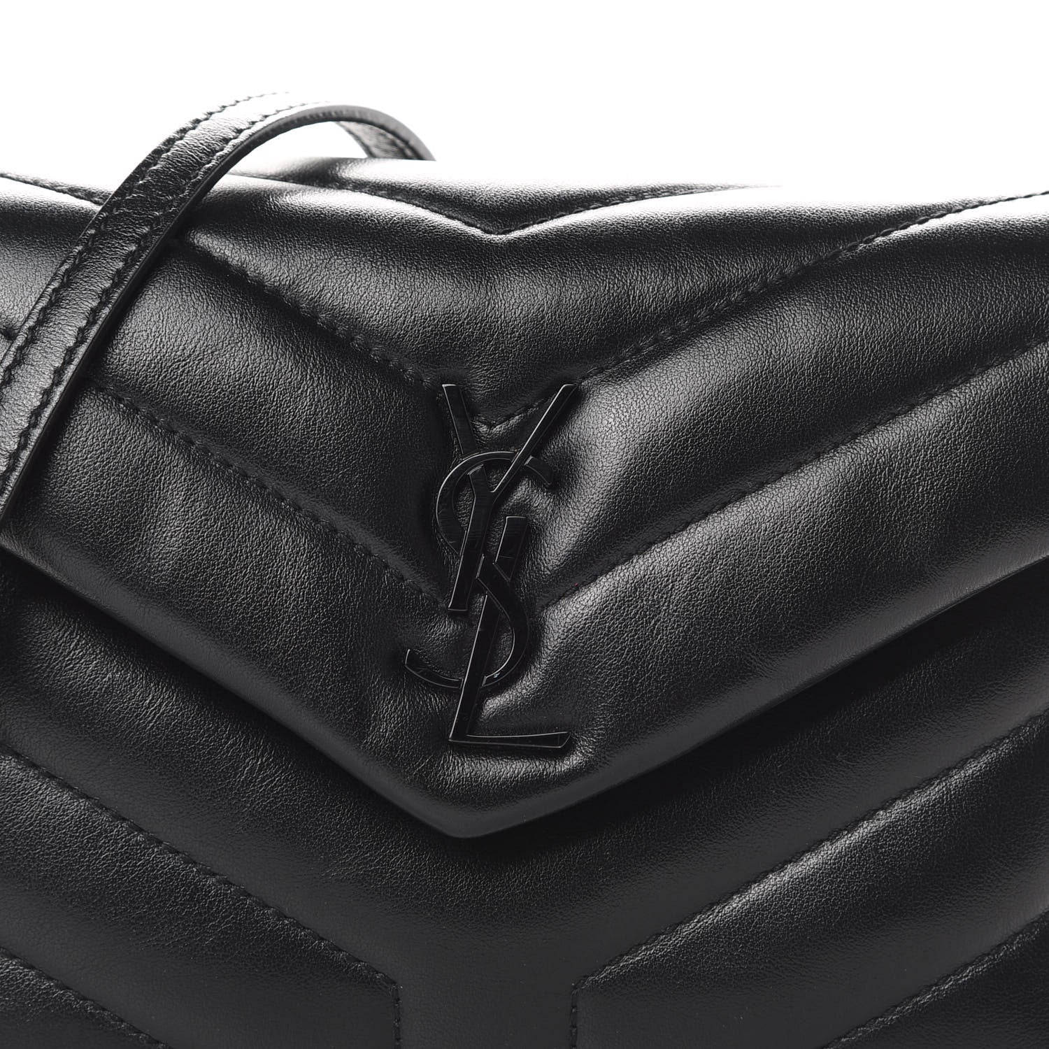 Saint Laurent Calfskin Y Quilted Monogram Toy Loulou Crossbody Bag Black 8 of 13