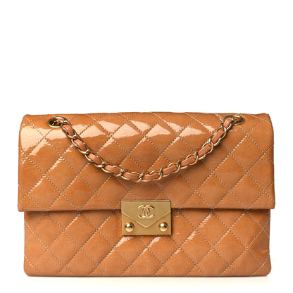 Chanel Patent Goatskin Quilted Small 3 Pocket Accordion Flap Brown 1 of 11