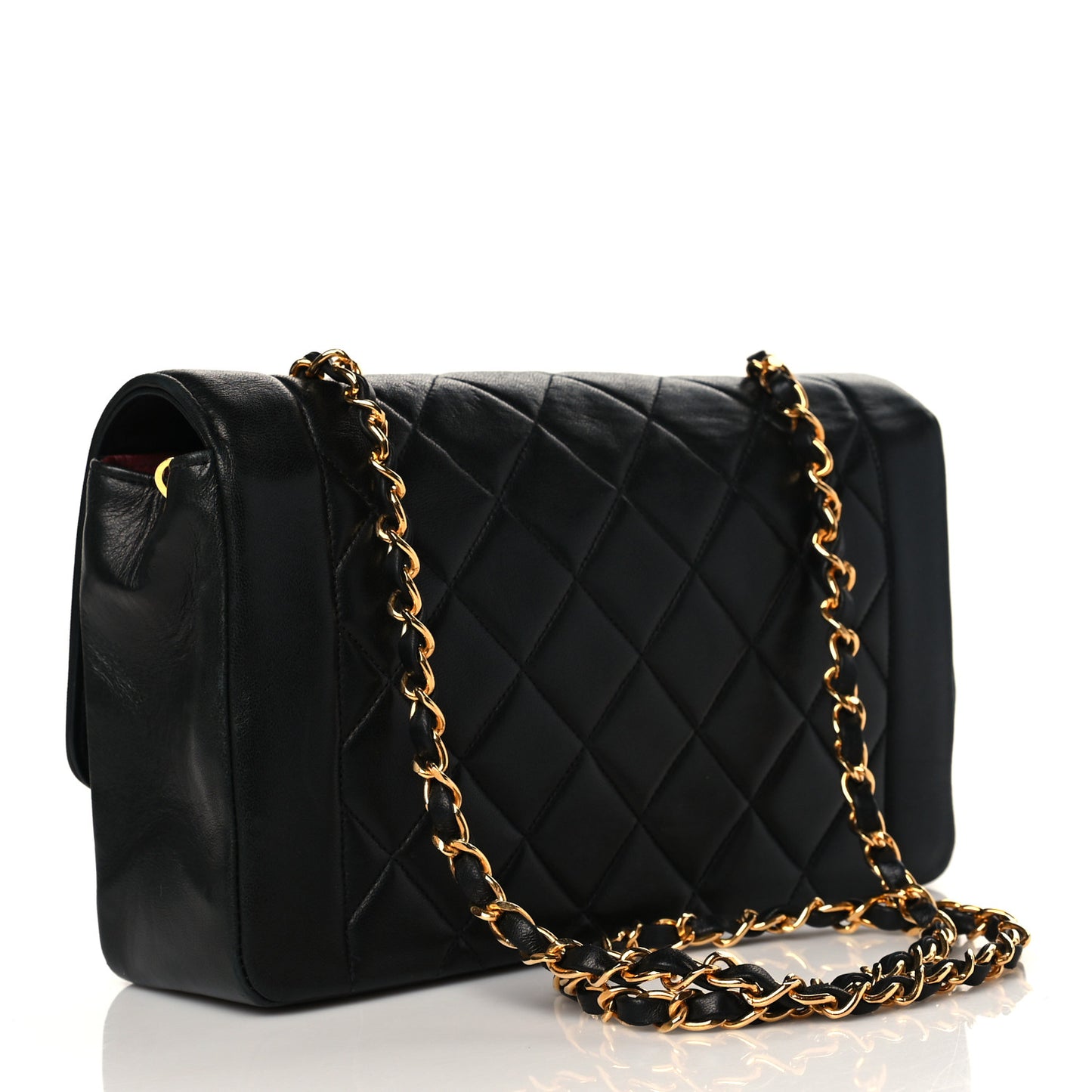 Lambskin Quilted Medium Single Flap Black