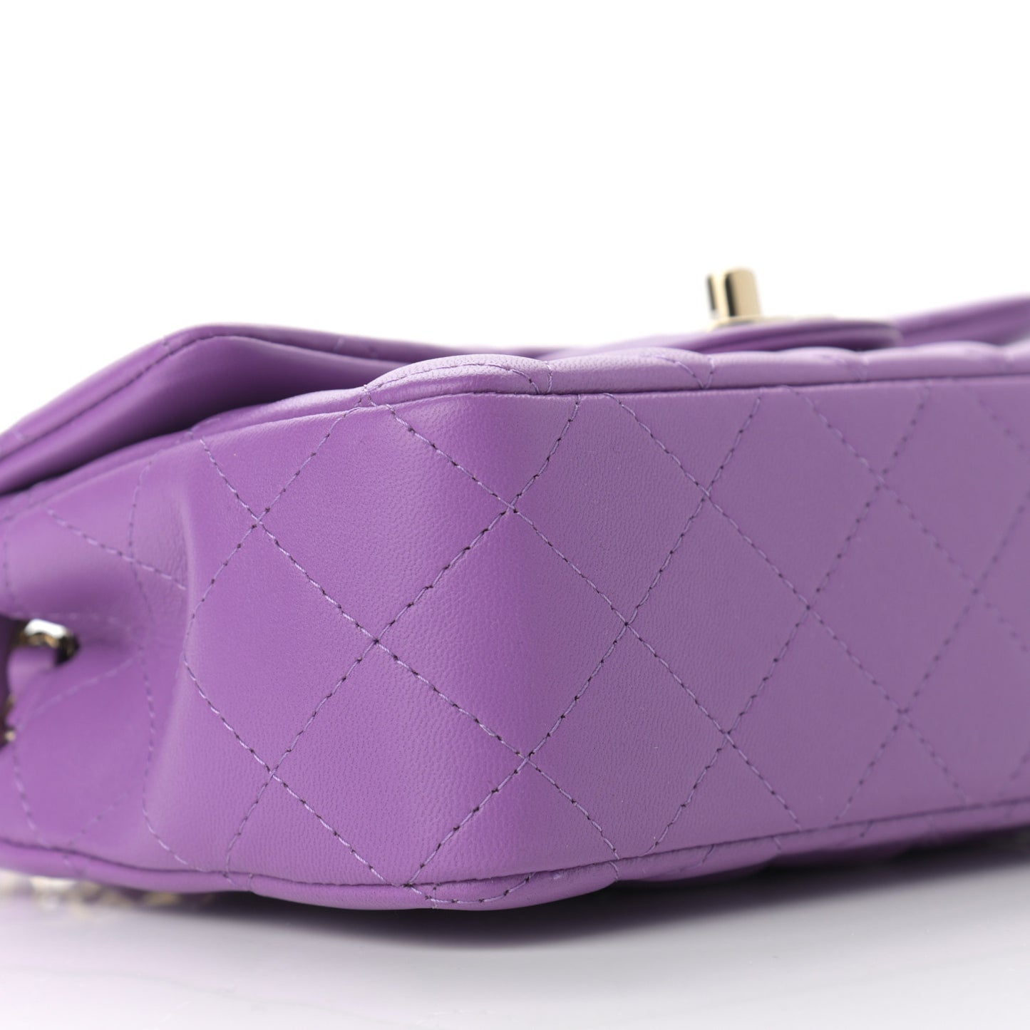Lambskin Quilted Mini Rectangular Flap Purple