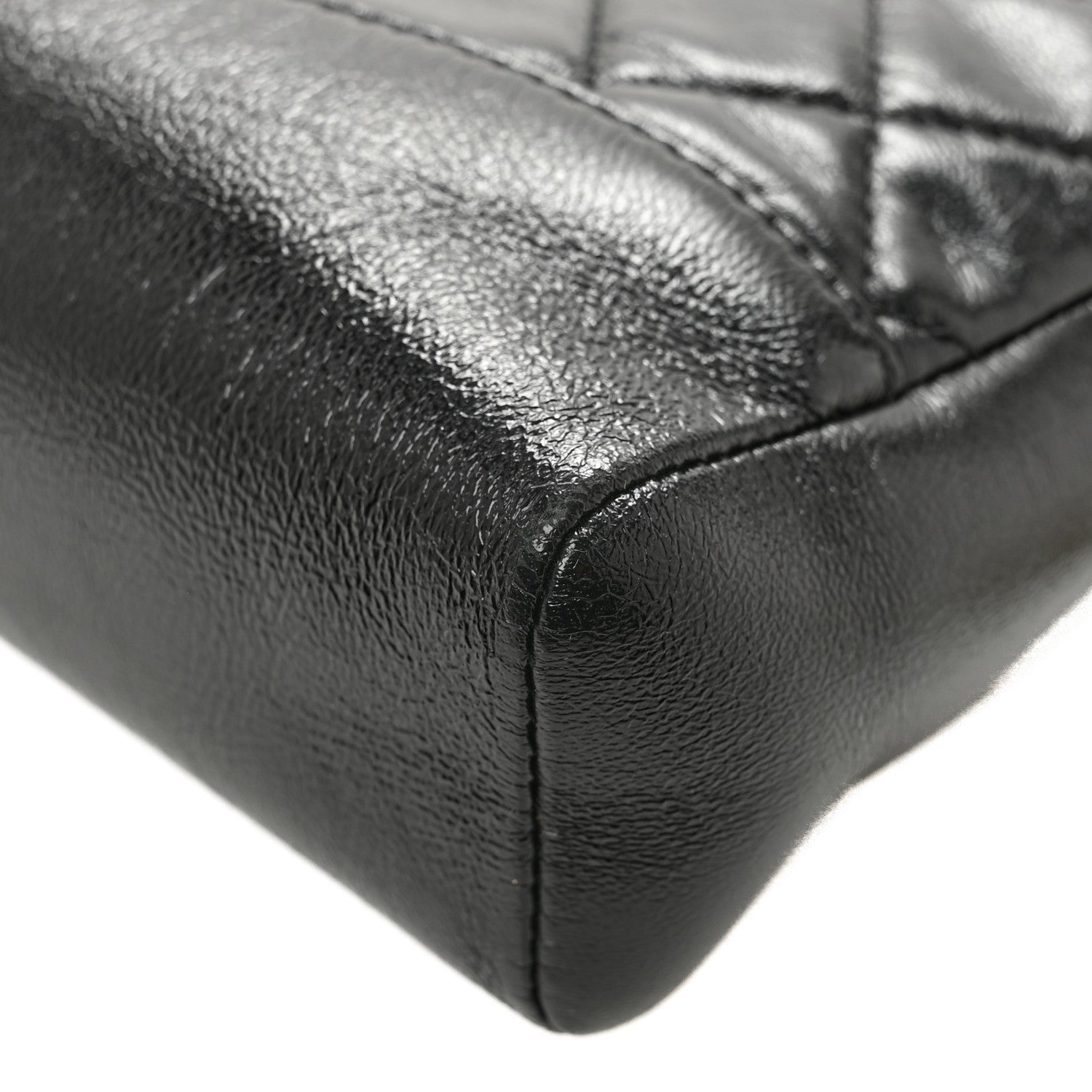 Chanel Shiny Crumpled Calfskin Quilted Mini 31 Shopping Bag Black 12 of 14
