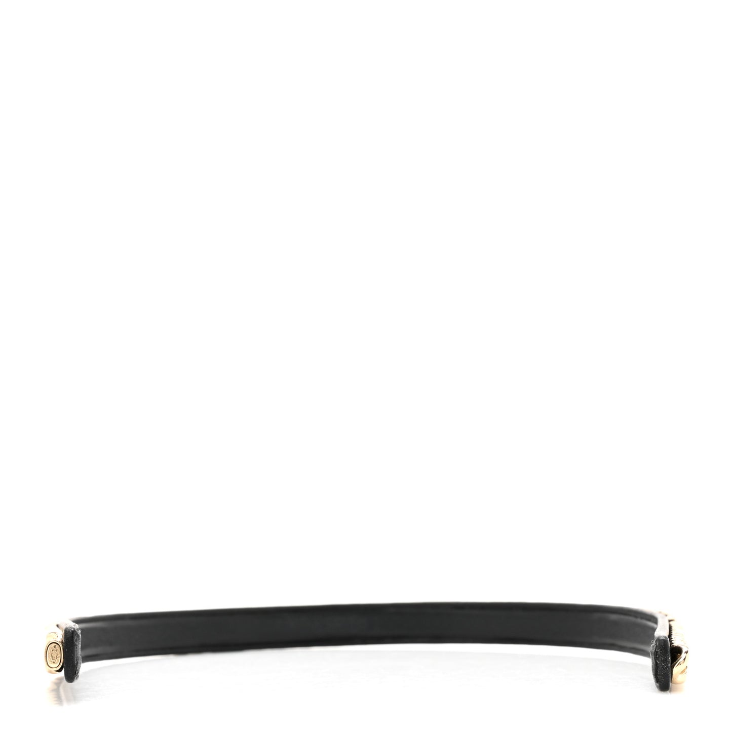 Metal Lambskin Crystal CC Chain Headband Gold Black