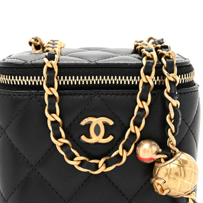 Chanel Lambskin Quilted Mini Pearl Crush Vanity Case With Chain Black 8 of 12