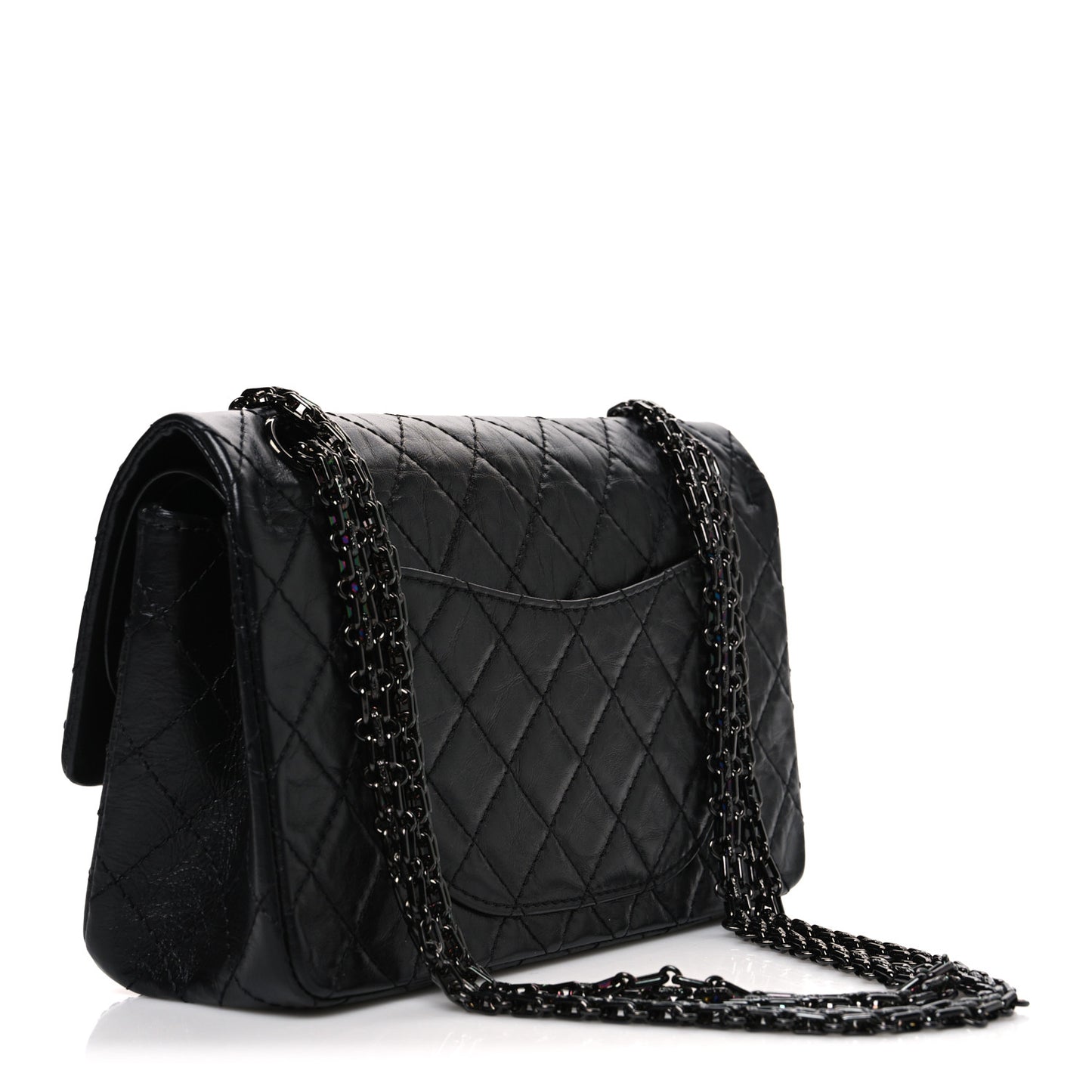 Aged Calfskin Quilted 2.55 Reissue 225 Flap So Black