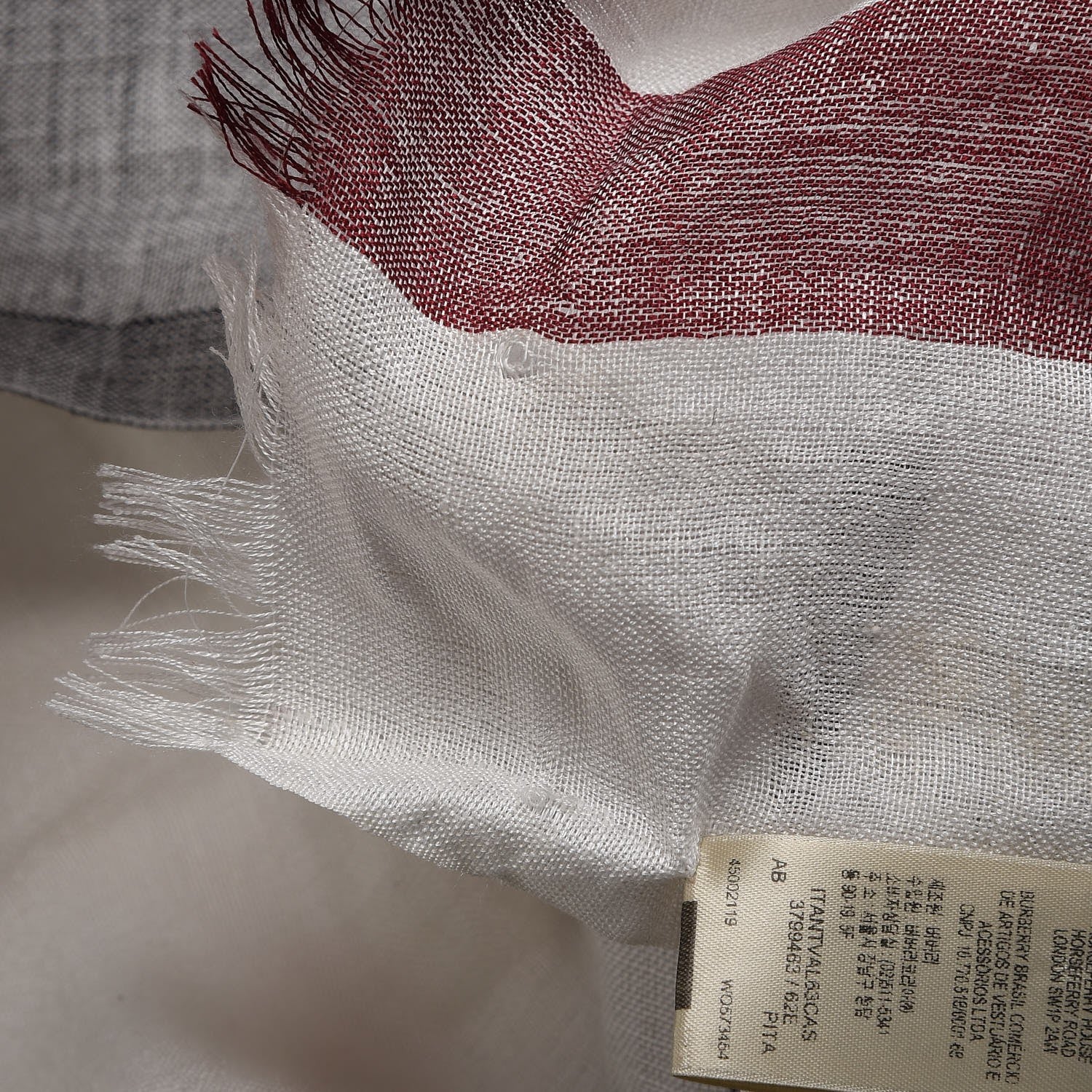 Burberry Linen Silk Giant Check Lightweight Scarf Ivory 5 of 7