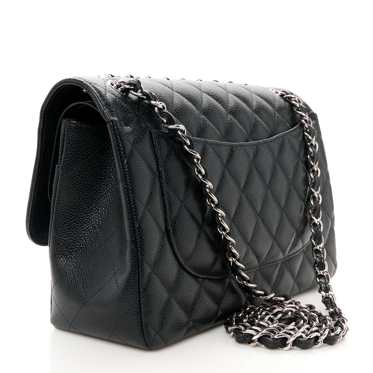 Caviar Quilted Jumbo Double Flap Black