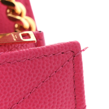 Saint Laurent Grain De Poudre Matelasse Chevron Monogram Chain Wallet Lipstick Fuchsia 10 of 10