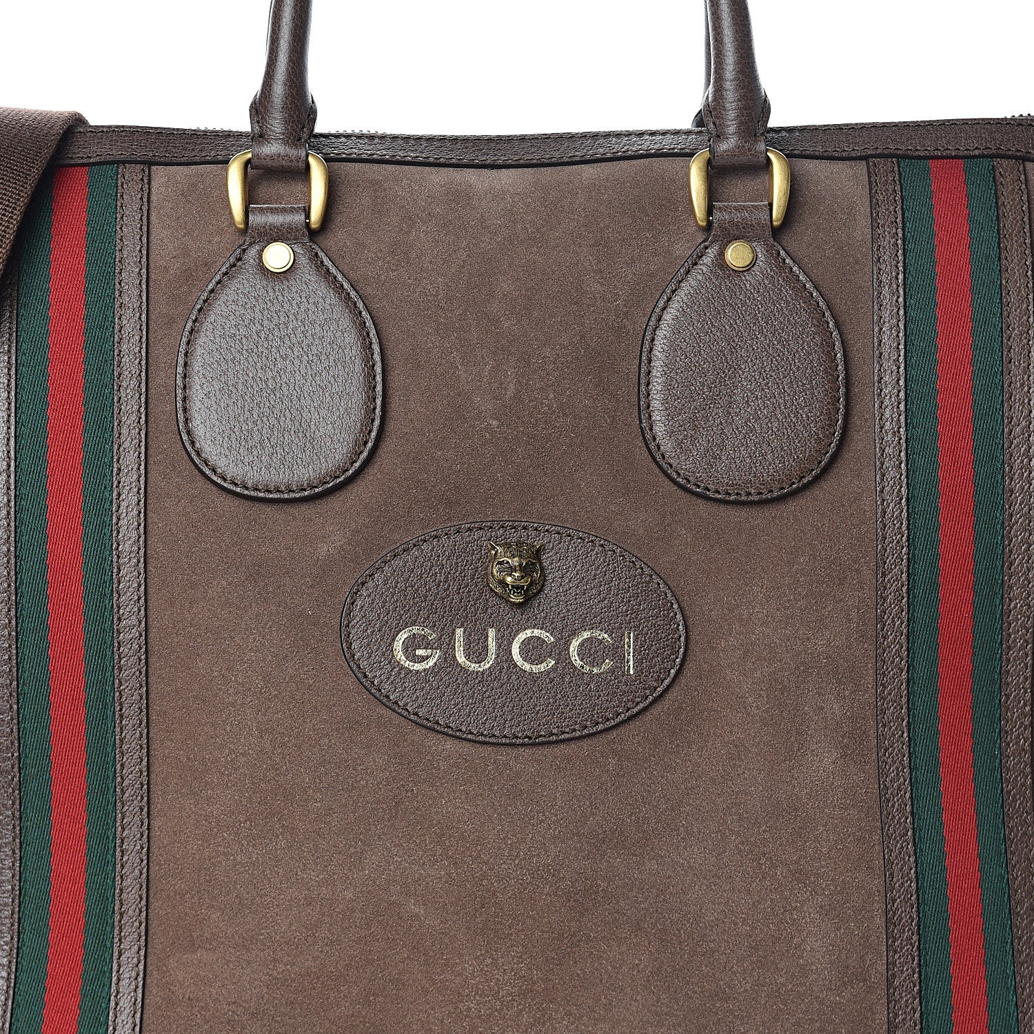 Gucci Suede Daino Textured Dollar Calfskin Web Large Neo Vintage Duffle Bag Deep Acero New Acero 6 of 8