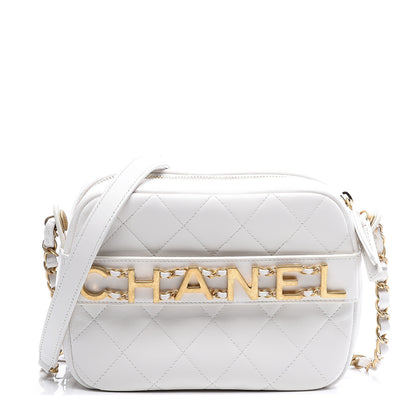 Chanel Calfskin Quilted Enchained Camera Case Bag White 1 of 10