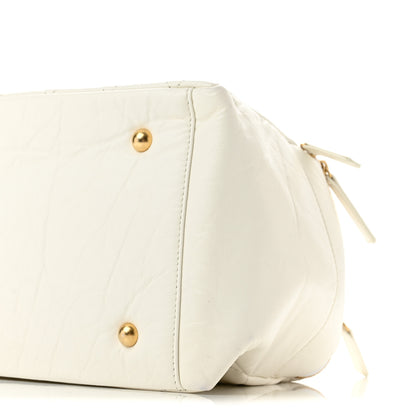 Chanel Aged Calfskin Quilted Double Sided Bowling Bag White 10 of 13