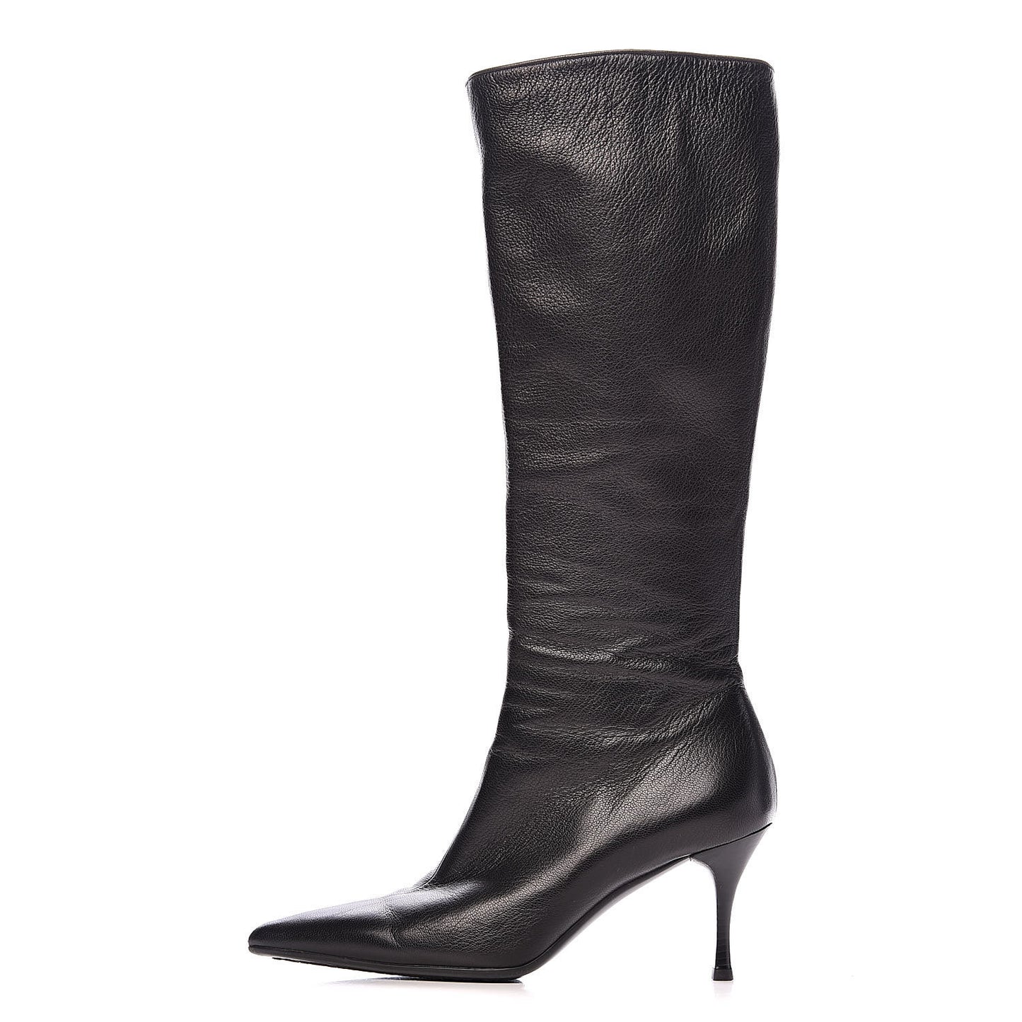 Calfskin Knee High Boots 8 Black