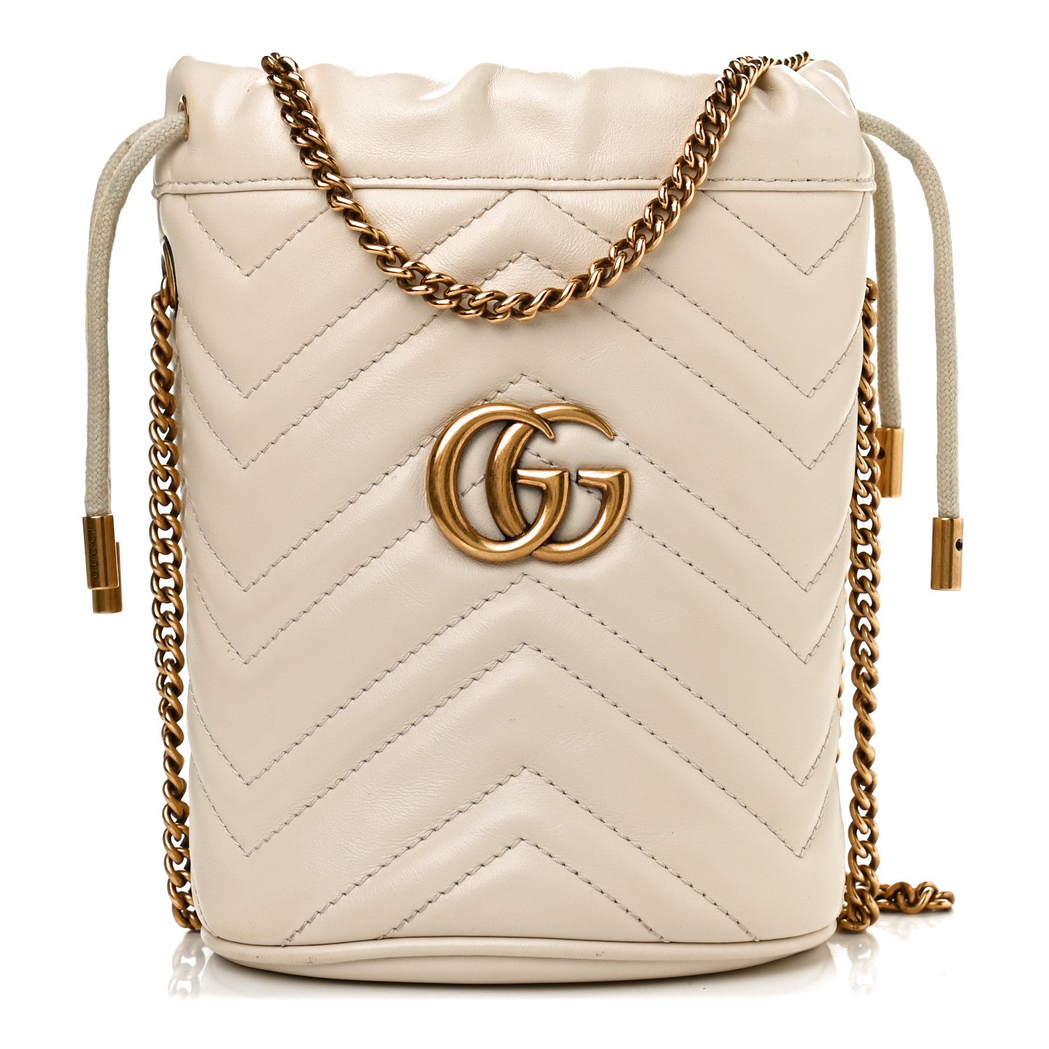 Gucci Calfskin Matelasse Mini GG Marmont 2.0 Bucket Bag White 1 of 13