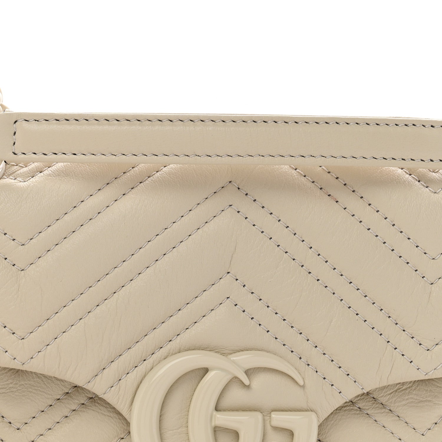 Gucci Soft Calfskin Matelasse Monochrome Small GG Marmont Shoulder Bag Ivory 8 of 11