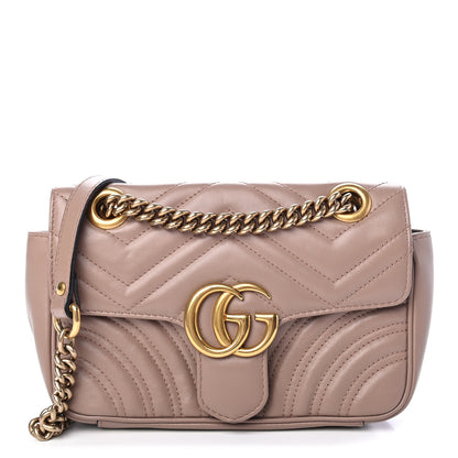 Gucci Calfskin Matelasse Mini GG Marmont Shoulder Bag Porcelain Rose 1 of 11