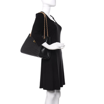 Chanel Calfskin Chevron Quilted Gabrielle Tote Black 2 of 10